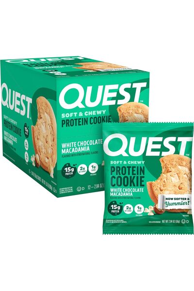 Quest بروتين بار بنكهة الشوكولاتة البيضاء والمكاديميا - عالي البروتين، قليل ا...