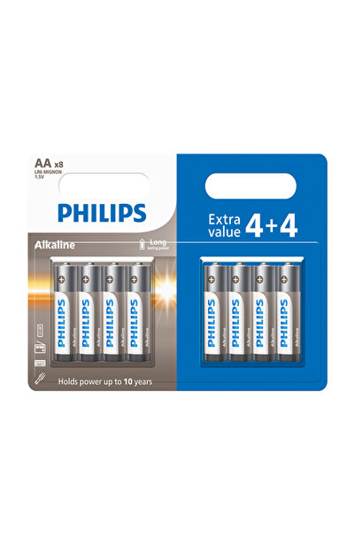 Philips Alkaline Aa Kalem Pil 1.5V - LR6A8BP/10 - 8'li Avantaj Paket (4+4)