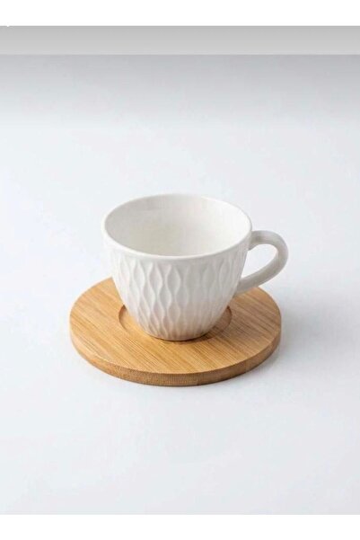 Generic Brand Porcelain Coffee Set with Bamboo Plates – for 6 People