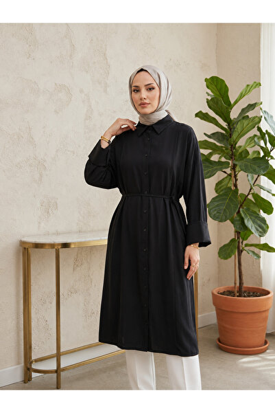 Lunsera Store Front Nevrür Detail Long Tunic-Black