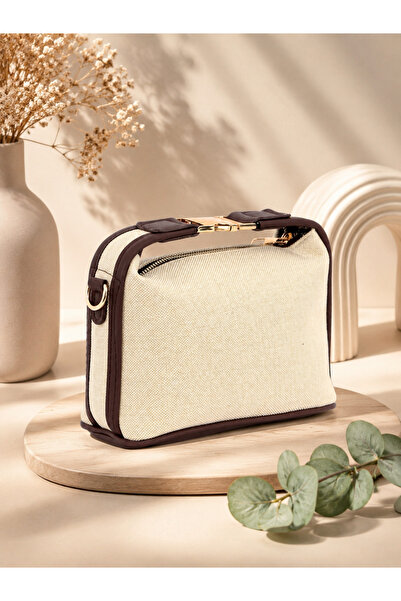 Lorena Cosmos Linen Fabric Hand and Shoulder Bag -