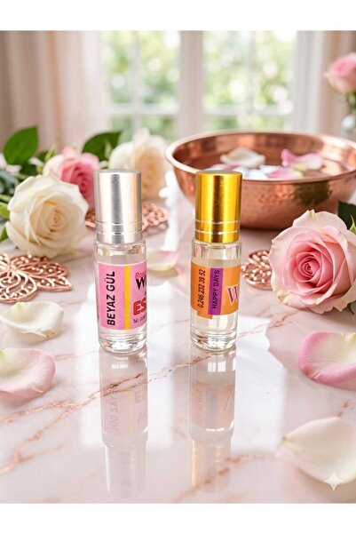 ROSE WHİTE BEYAZGÜL ESANS(5ML.)&HAPPYDAYS ESANS(5ML.)-ALKOLSÜZ-İKİLİ PARFÜM E...
