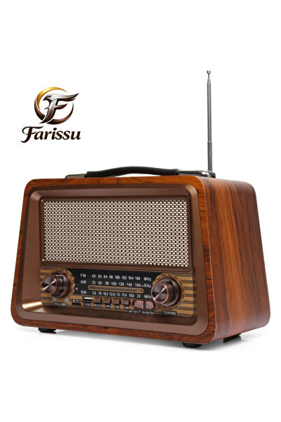 farissu GS-1340 Nostaljik Bluetooth Radyo – MDF Gövde, FM/AM/SW, USB/TF, 1+1 ...
