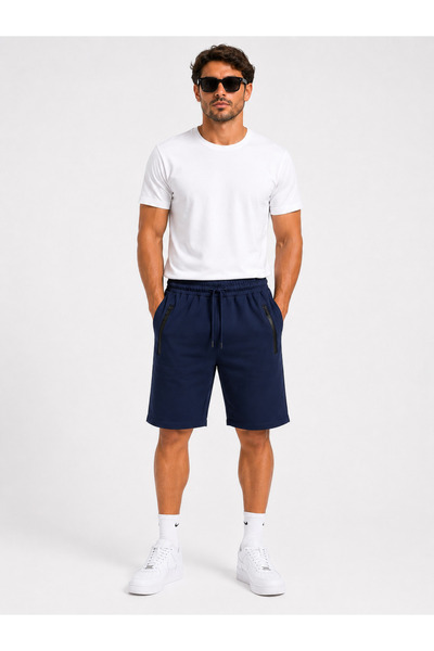 ModaPlaza Men's Pocket Zippered Elastic Waist Lace-Up Compact Capri 386