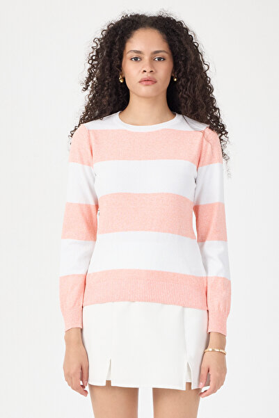 ENQUE Crew Neck Women's Striped Knit Sweater