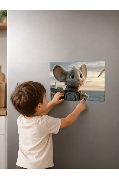 no26dekor 9 Piece Magnetic Puzzle 15X21 cm Uv Printed Mdf Magnet Children's E...