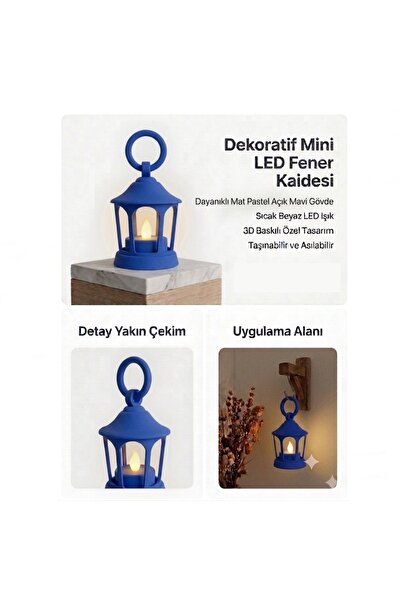 Aksefuar Lazer Dekoratif Fener Mini Kaide – Led Mumlu Modern Masaüstü Aydınla...