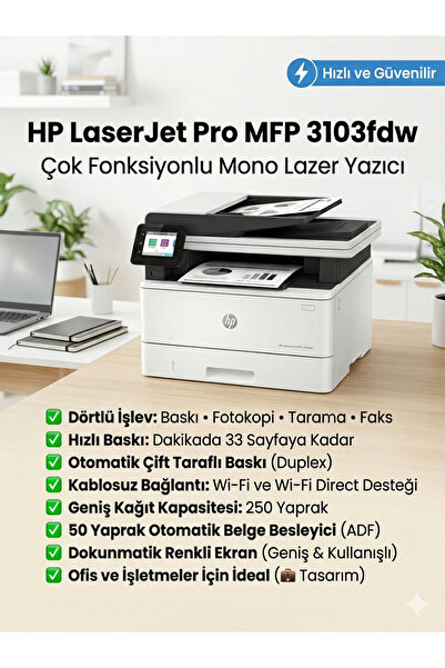 HP LASERJET PRO MFP 3103fdw YAZICI & FOTOKOPİ & TARAMA