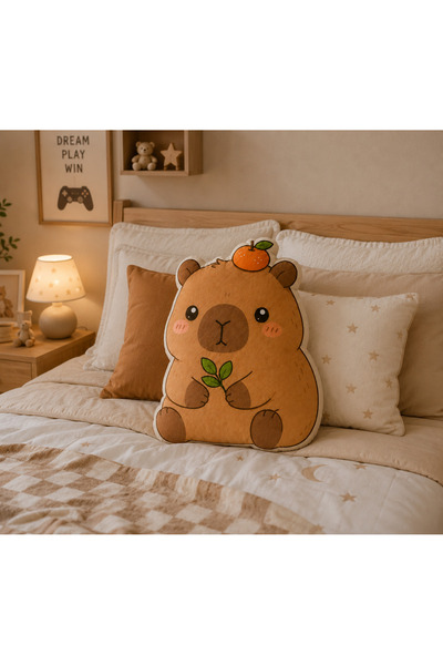 Piloji Kawaii Animal Decorative Pillow – Capybara Shaped Children's Room Pill...