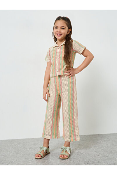 Styli Girls Striped Knit Shirt and Pants Set