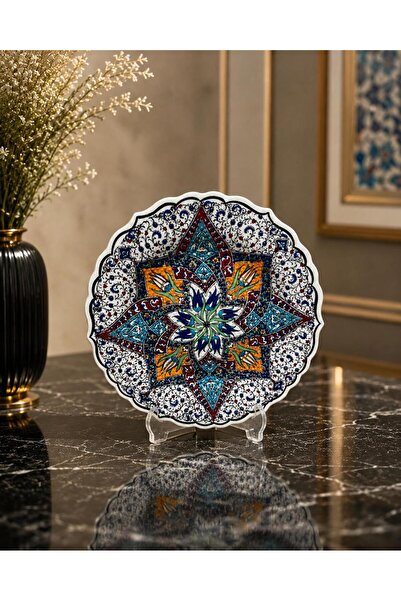 naturel glow El Yapımı Seramik Dekoratif Tabak – Geleneksel İznik Çini Desenl...