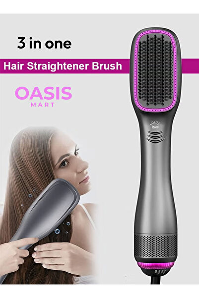 OASIS MART 3-in-1 Hair Dryer Brush & Straightener 1200W Ceramic Tourmaline Ho...