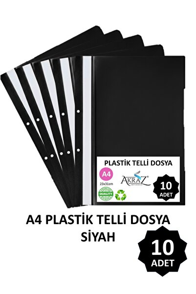 Akraz Art Design Telli Dosya Plastik A4 Poşet Dosyalara Uyumlu 10 lu ekonomik...