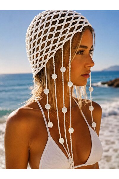 franky B Women's Handmade Mesh Knitted Beaded/Sequined Bandana Beanie Hat