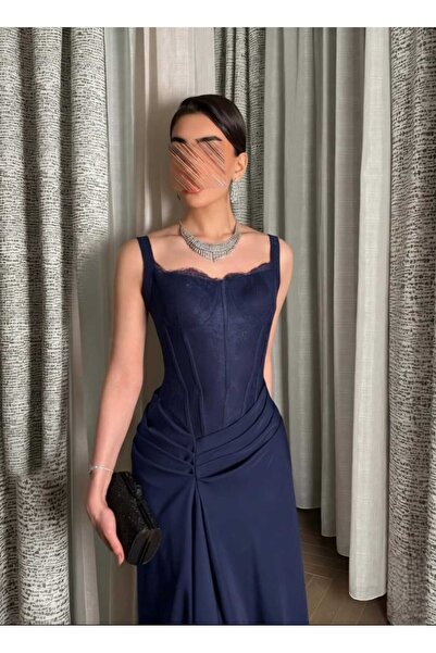 MNCENTER Cat Navy Blue Dress