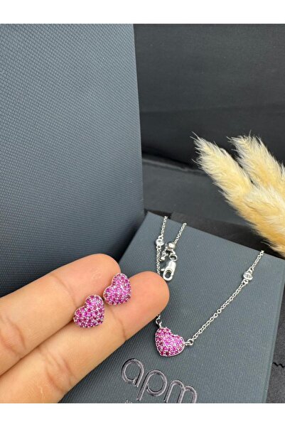 Generic Luxury Bling Heart Set in Soft Pink