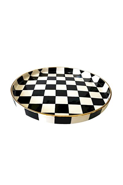 ARTER Home Checkered Black 35cm Round Tray
