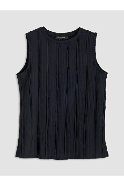 LC Waikiki Black Crew Neck Textured Women's Tank Top