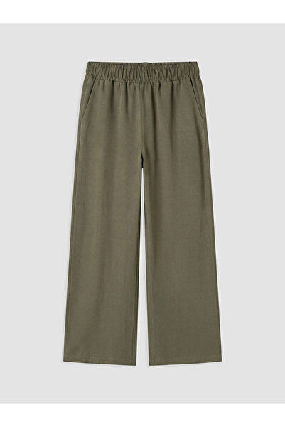LC Waikiki Khaki Women's Trousers with Elastic Waist
