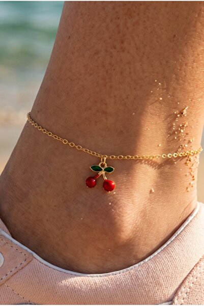 NBS Beautiful Naturel Stones سلسلة كاحل ذهبية اللون للنساء