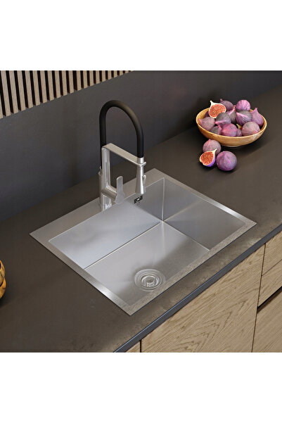 Granitan Set chiuveta bucatarie, Granitan, Otel, 600 x 500mm, Argintiu/Negru