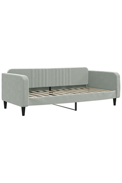 vidaxl Cadru de pat, gri deschis, 90x200 cm, catifea