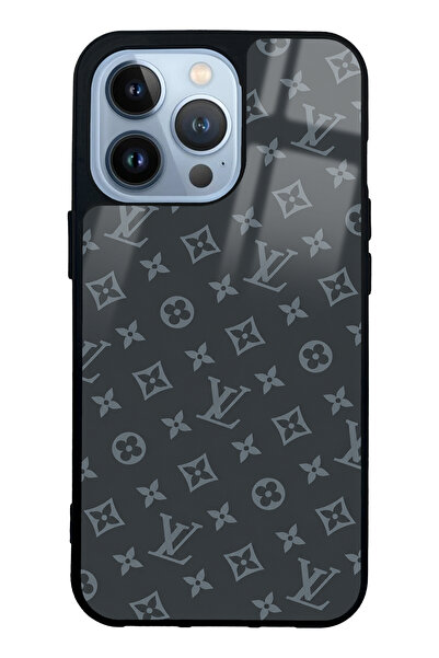 Spoyi iPhone 13 Pro Gray LV Tasarımlı Glossy Telefon Kılıfı