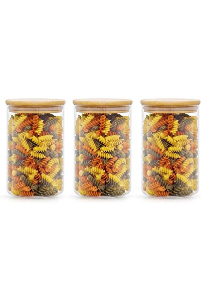 Blackstone Glass Storage Jar Set 3 x 400ml BPA Free Borosilicate Canisters wi...