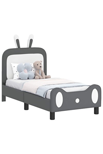 vidaxl Cadru de pat pentru copii cu spătar Gri deschis 70 x 140 cm PU