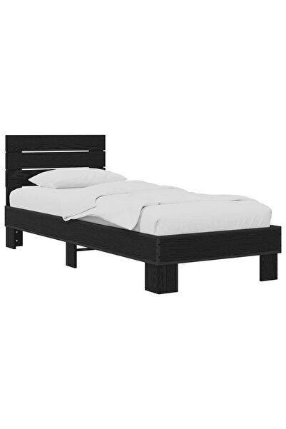 vidaxl Cadru de Pat cu Tăblie Stejar Negru 80 x 200 cm Lemn prelucrat