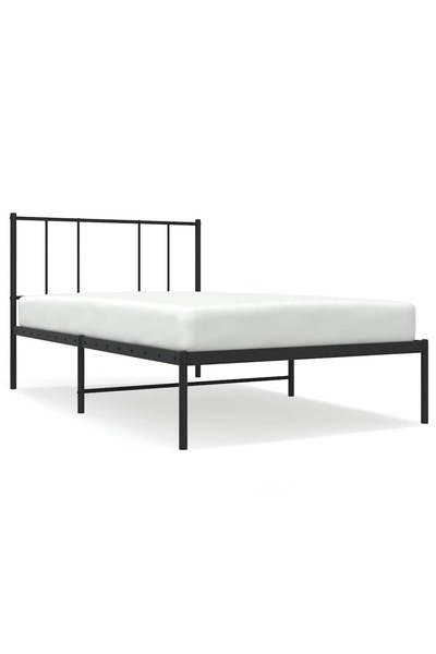 vidaxl Cadru de pat metalic cu tăblie, negru, 100x190 cm