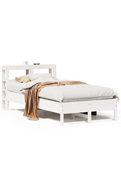 vidaxl Cadru pat fără saltea, alb, 90x190 cm, lemn masiv de pin