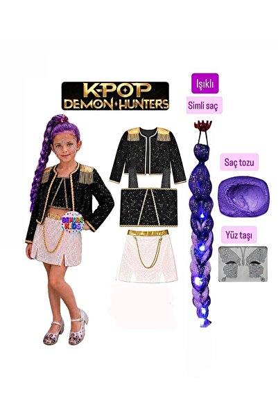 bemora kids kpop rumi huntrix rumi iblis avcıları kostüm etek ceket büstiyer ...