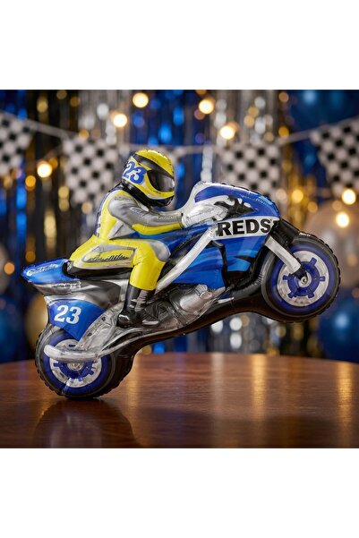 DODOMAR Foil Balloon Racing Motorcycle Navy Blue 53X66 cm Birthday Party Orna...