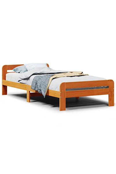 vidaxl Cadru pat fără saltea, maro ceruit, 75x190 cm, lemn masiv pin