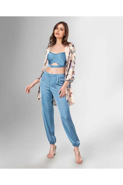 Loriva Women's 3-Piece Pajama Set, Bustier and Long Pajama Set