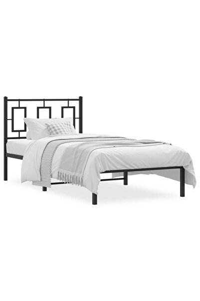 vidaxl Cadru pat metalic cu tăblie, negru, 90x200 cm