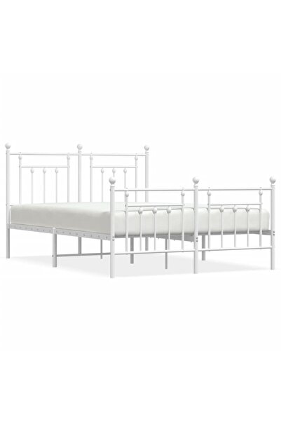 vidaxl Cadru de pat metalic cu tăblie de cap/picioare, alb, 140x190 cm