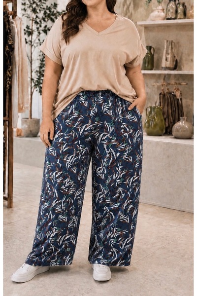 Store Büyük Beden Dokuma Viskon Kadın Şalvar Pantolon