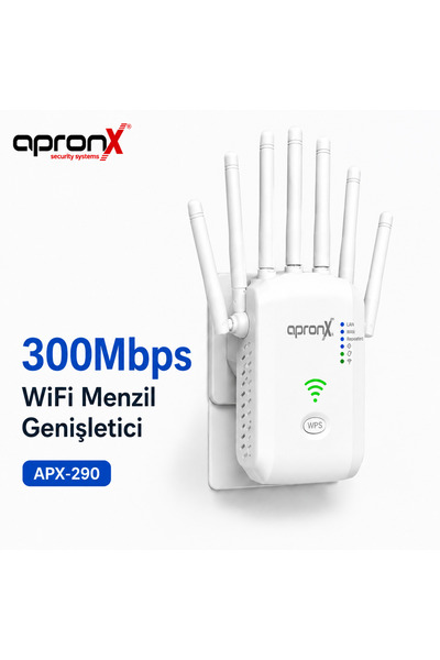 MINO TECH ApronX APX-290 WiFi Menzil Genişletici 300Mbps 6 Antenli Repeater R...