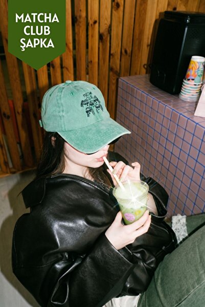 Mim and More Matcha Club Embroidered Green Baseball Cap – Unisex Vintage Cotton