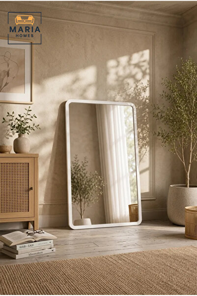 MARIA HOMES Modern Rounded Rectangle Wall Mirror – Decorative Vanity Mirror f...