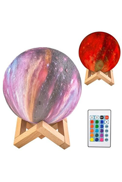 ISO TRADE Lampă de veghe Lună 3D 15cm, 16 culori, Telecomandă