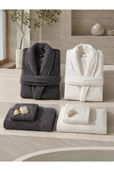 Newsevinç Ev Tekstili Family Size Maxi Bathrobe Set – Soft Textured Set of 8