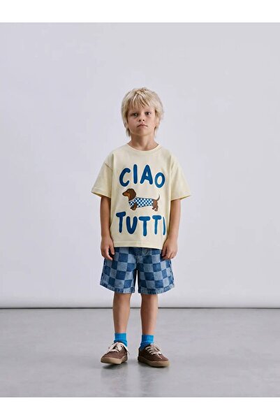 Nzm kids Erkek Çocuk Köpek Baskılı Basic T-shirt