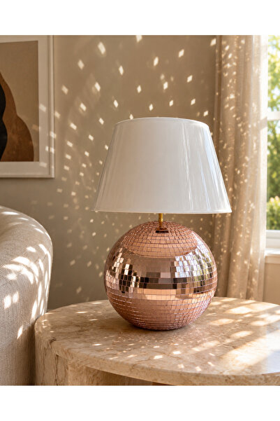 Bi'şeyler Concept Luna Mirror Rose Lampshade – Disco Ball Design Decorative L...