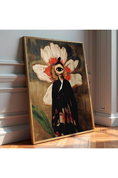 Tuba Decor Tablou într-o singură bucată cu ramă din lemn - Femeie misterioasă