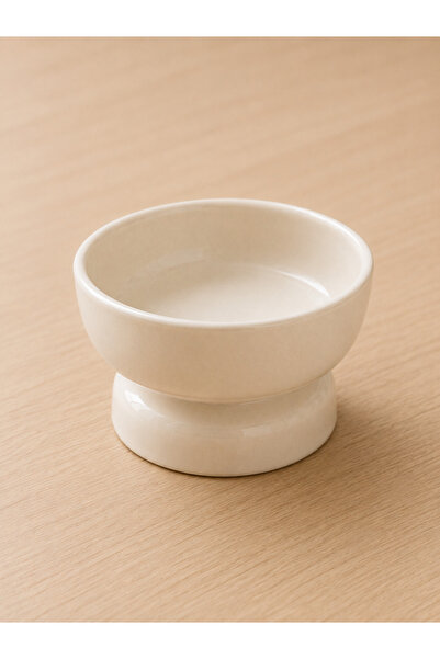 Beige & Stone Seramik Ayaklı 13 cm Yükseltilmiş Kedi Maması ve Su Kabı Evcil ...