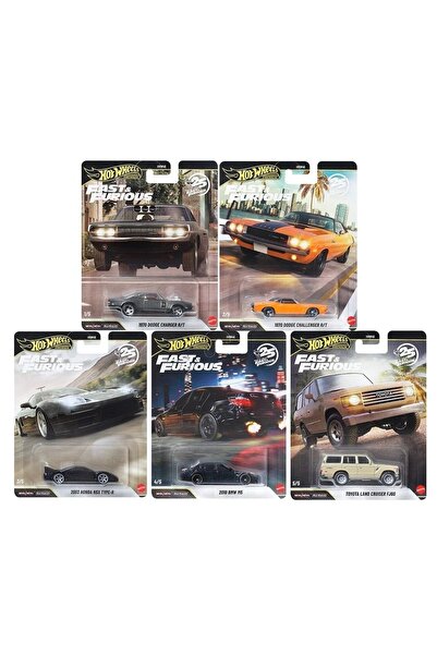 HOT WHEELS Premium Fast & Furious 25 Years 5'li Set Dodge Charger Honda NSX B...