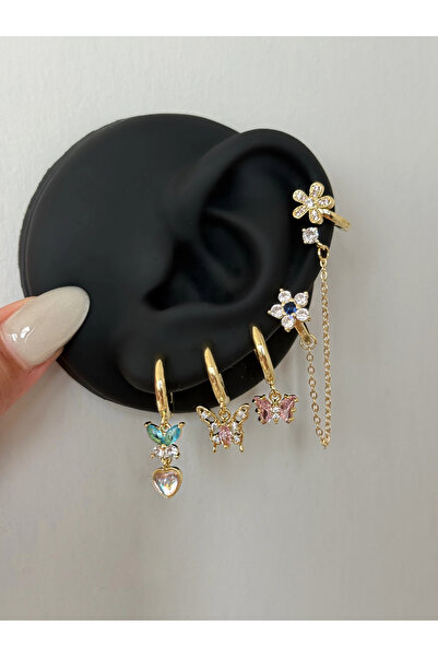 h&b design jewel Steel Butterfly Detail 6-Piece Earring Set